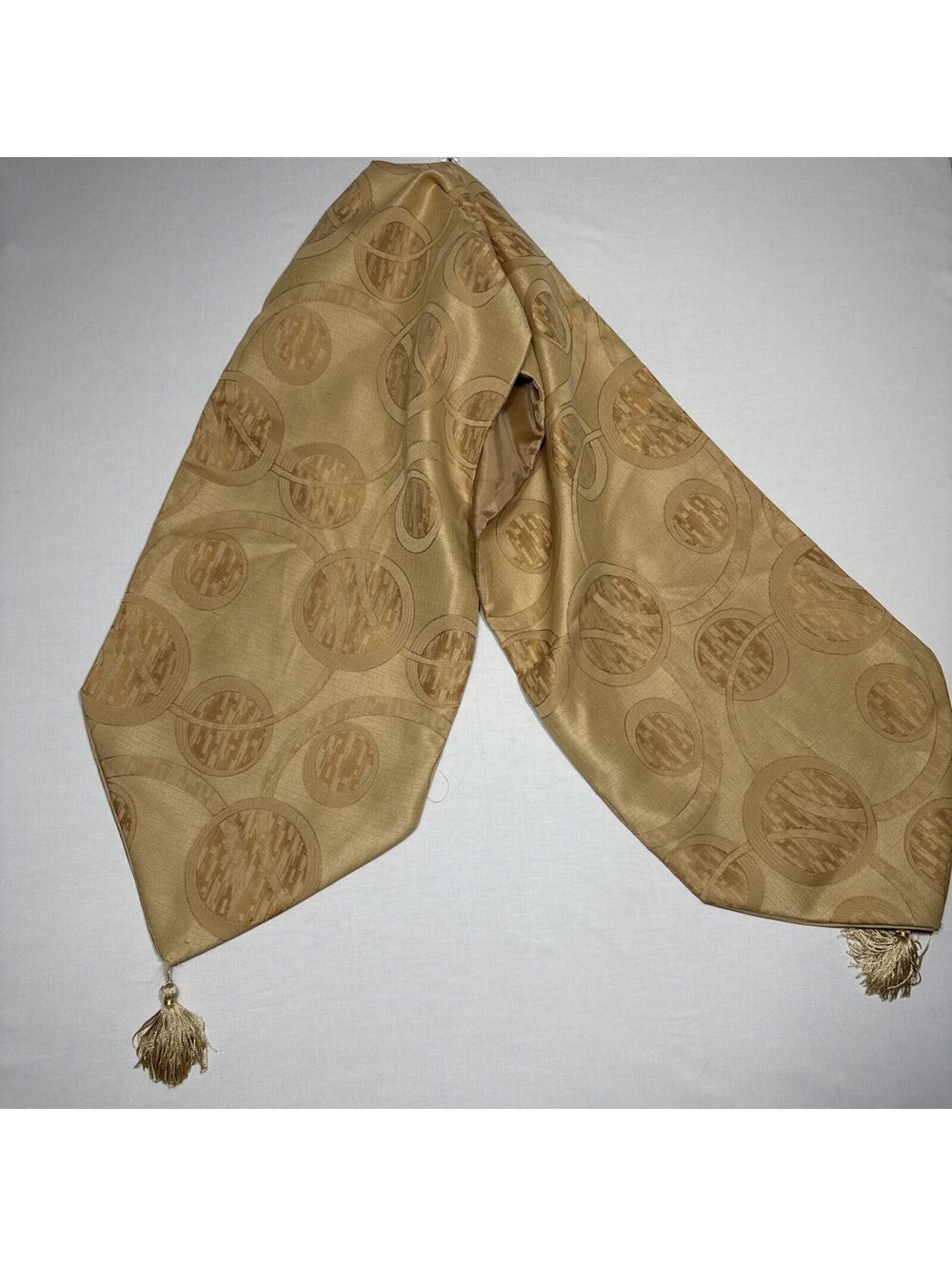 Golden Beige Tasseled Table Runner 13” X 70”